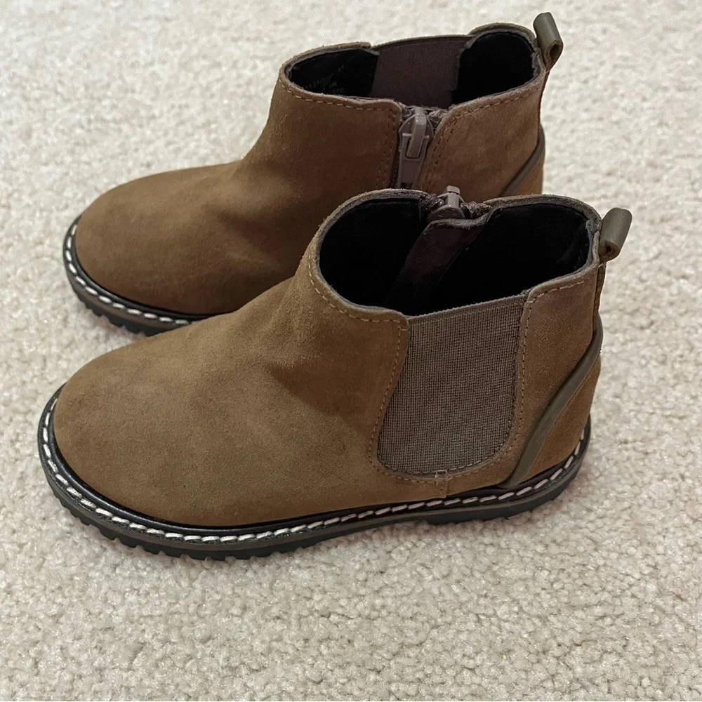 Zara Brown Suede Chunky Side Zipper Unisex Boots NWOT